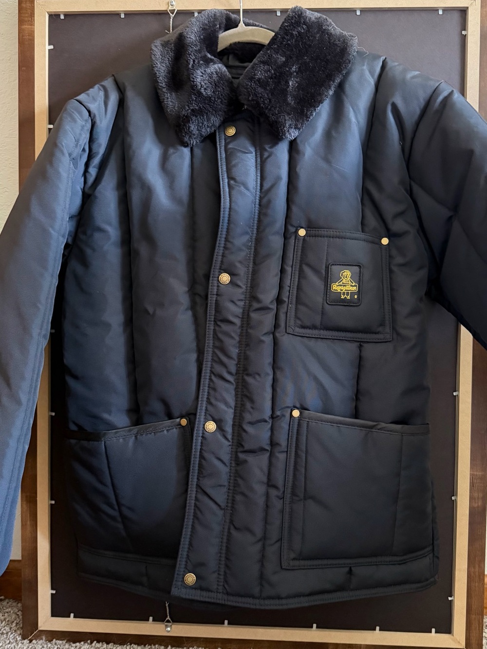 Men's Black Quilted Performance Jacket with Faux Fur Collar
